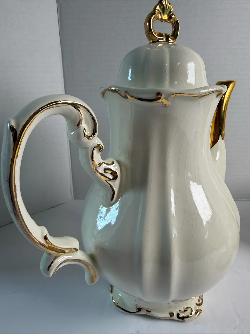 Elegant Cream and Gold Porcelain Set - Decorative Teapot and Coffee Pot vintage